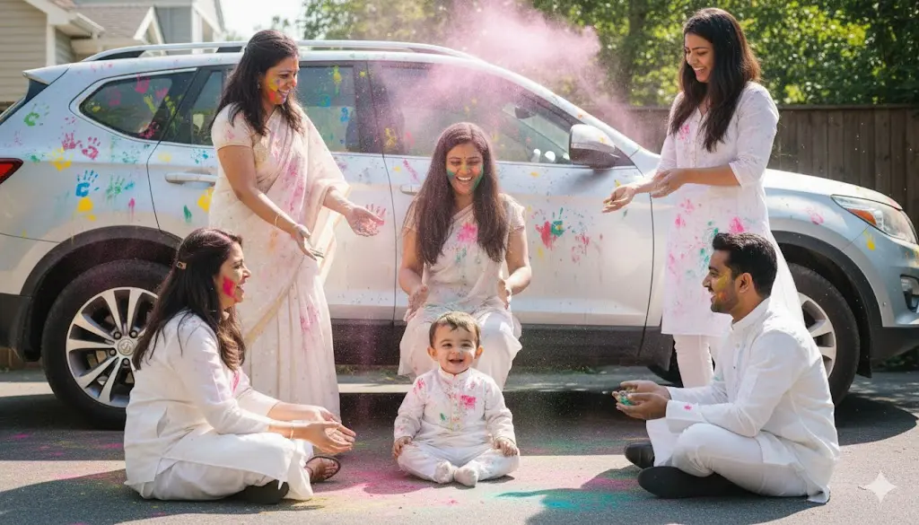 Holi prompt baby boy with car