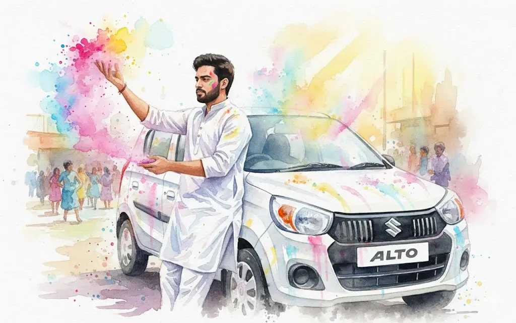 Holi prompt for car oil portrait