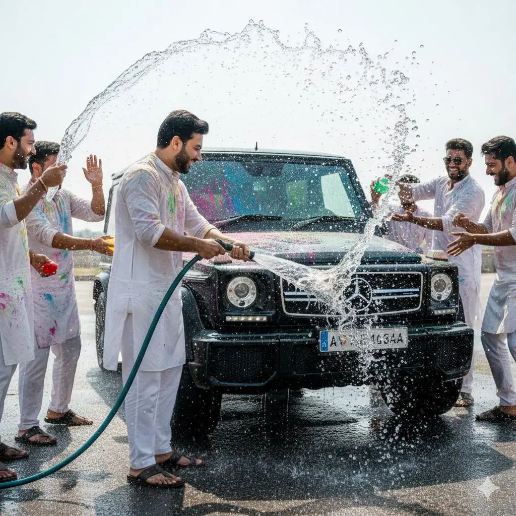 Holi prompt for car wash