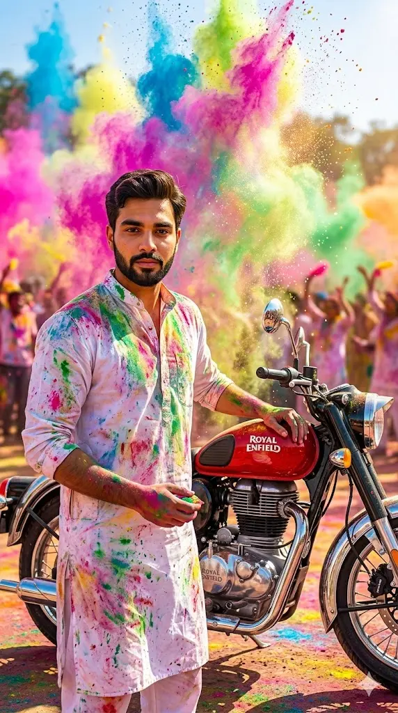 ai Holi bike prompt Gemini