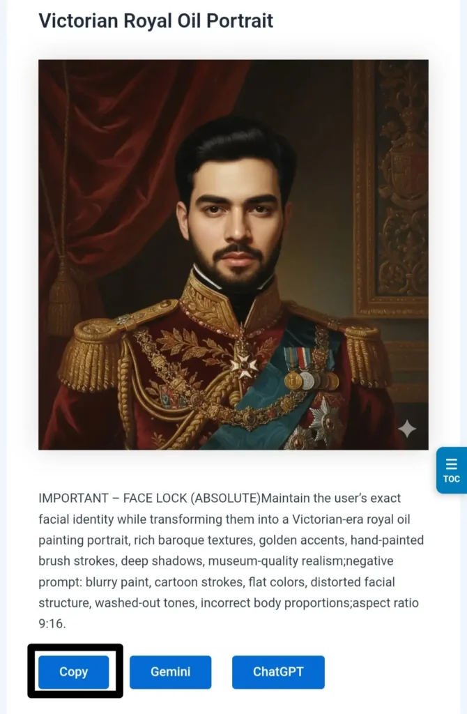 copy your desired Gemini AI prompt