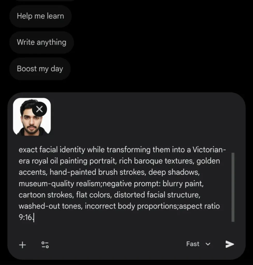 paste the prompt in Gemini ai
