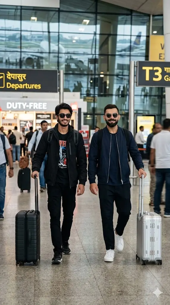 Airport Paparazzi Walk with Virat Kohli