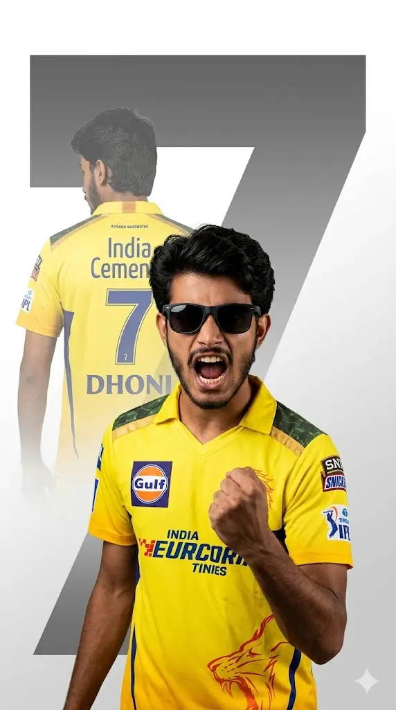 IPL Gemini Prompts: All 10 IPL Teams Jersey Prompt - Edit With Your Name and Number Chennai Super Kings CSK Chennai Super Kings CSK