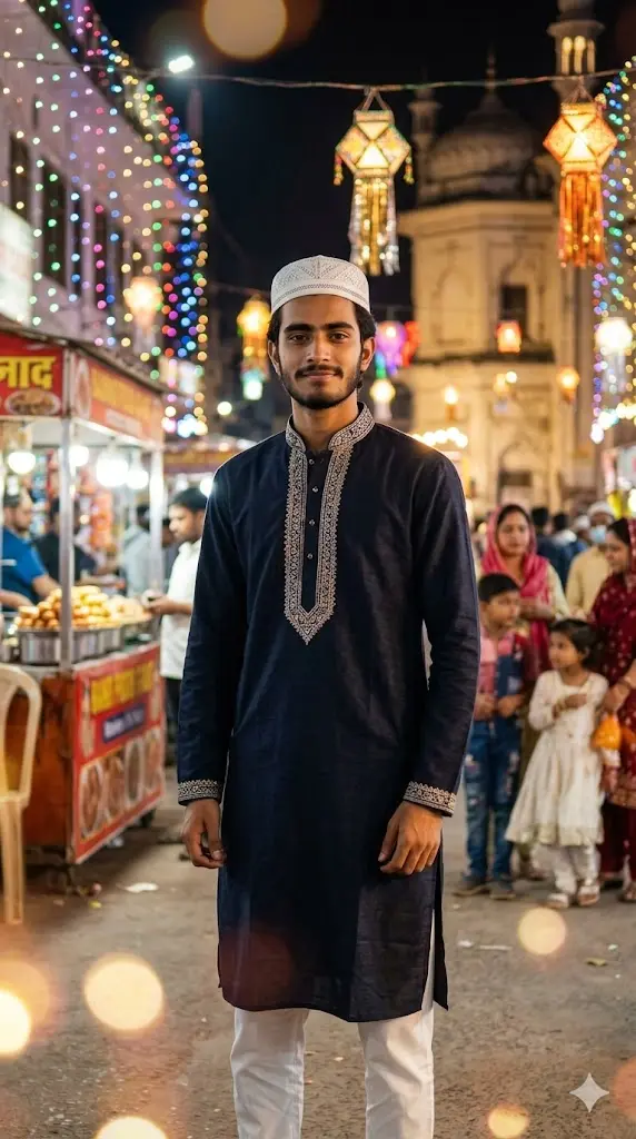 Eid Street Festive Lights Portrait