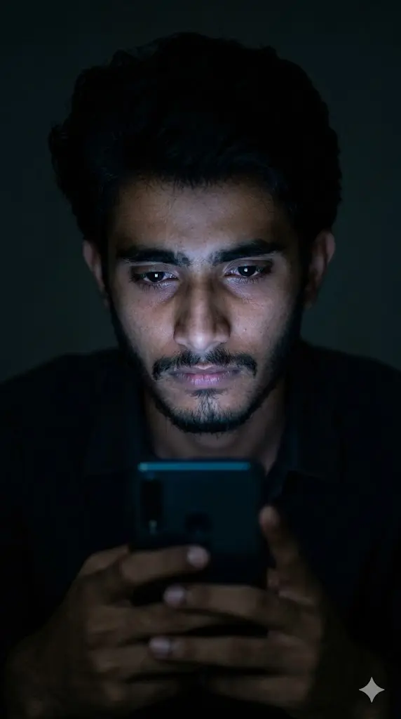 Late Night Phone Glow Portrait