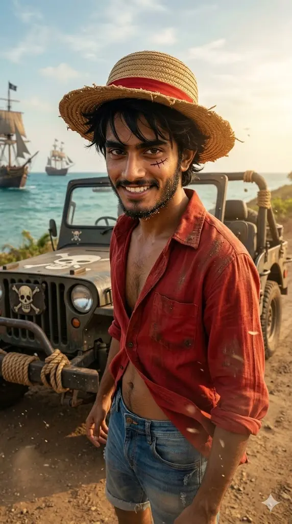 7 Luffy Gemini Prompt Copy Paste: Turn Yourself Into Real-Life Luffy in Seconds! Pirate Road King Luffy Portrait Pirate Road King Luffy Portrait