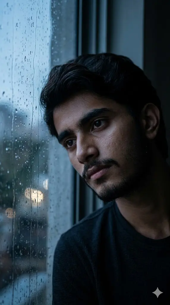 Rain Window Silence Portrait