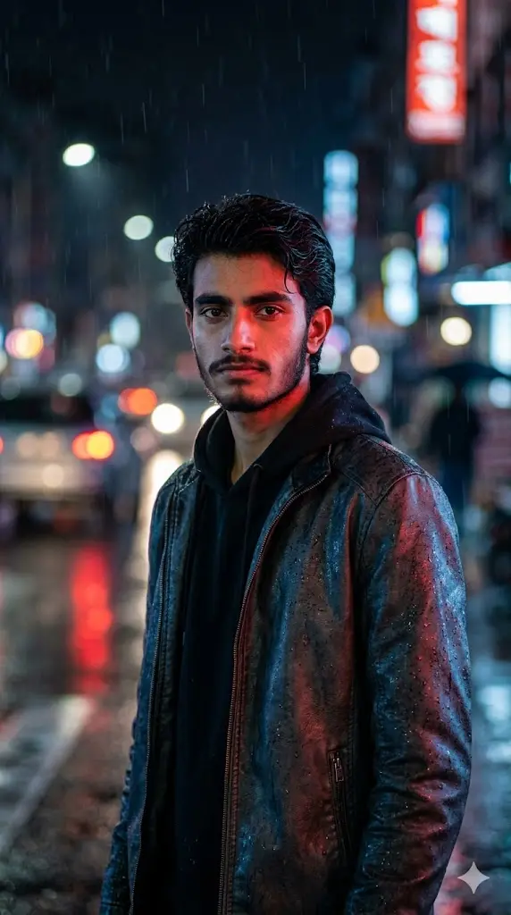 Rainy Night Attitude Portrait