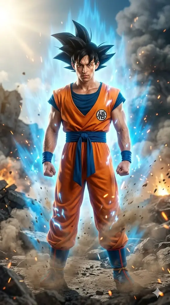 Saiyan Warrior Standing on Battlefield