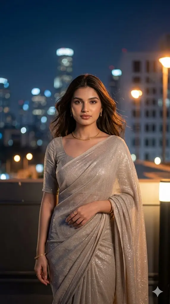 Prompt for Gemini AI Girl In Saree 🌸 Copy Paste - Create Beautiful 4K Portraits In Seconds Saree Night Portrait Saree Night Portrait