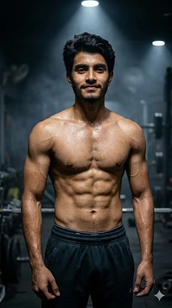 Six Pack Abs Spotlight Portrait