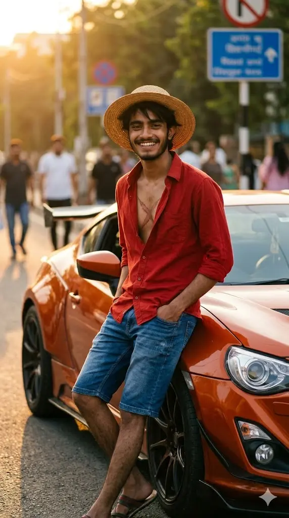 7 Luffy Gemini Prompt Copy Paste: Turn Yourself Into Real-Life Luffy in Seconds! Straw Hat Street King Car Portrait Straw Hat Street King Car Portrait
