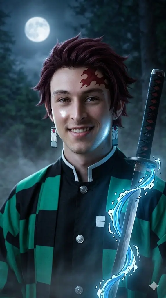Tanjiro Kamado Moonlit Forest Portrait