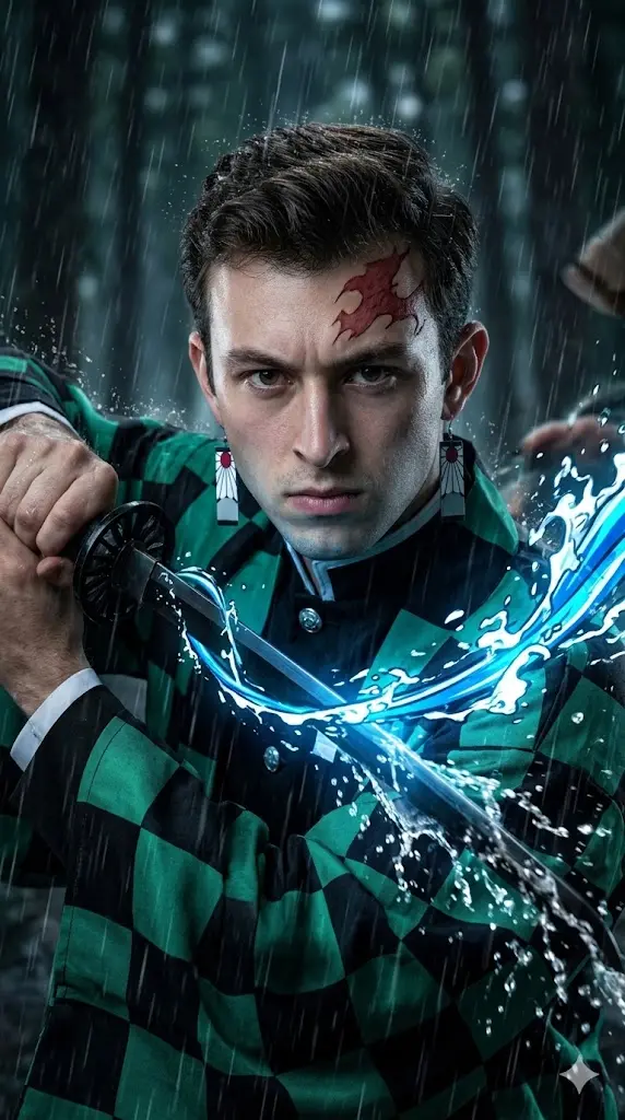 Tanjiro Kamado Rain Battle Scene