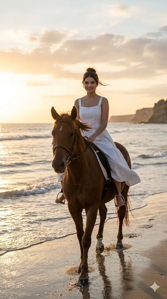 Beach Horse Ride Portrait