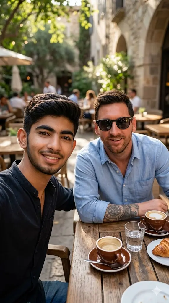 Cafe Hangout Selfie with Messi