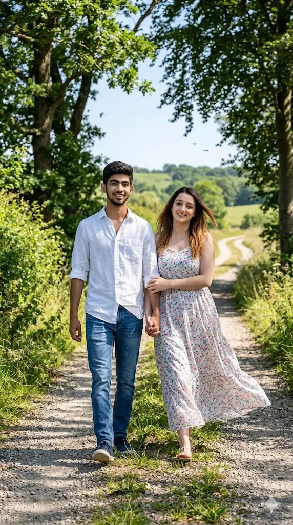 12 Gemini Prompts for Lovers Copy Paste Countryside Path Walking Couple Countryside Path Walking Couple