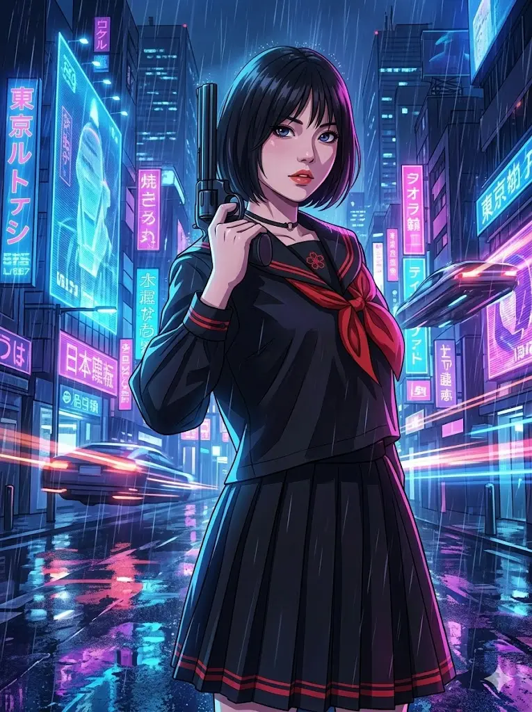 Cyberpunk Anime Neon Style