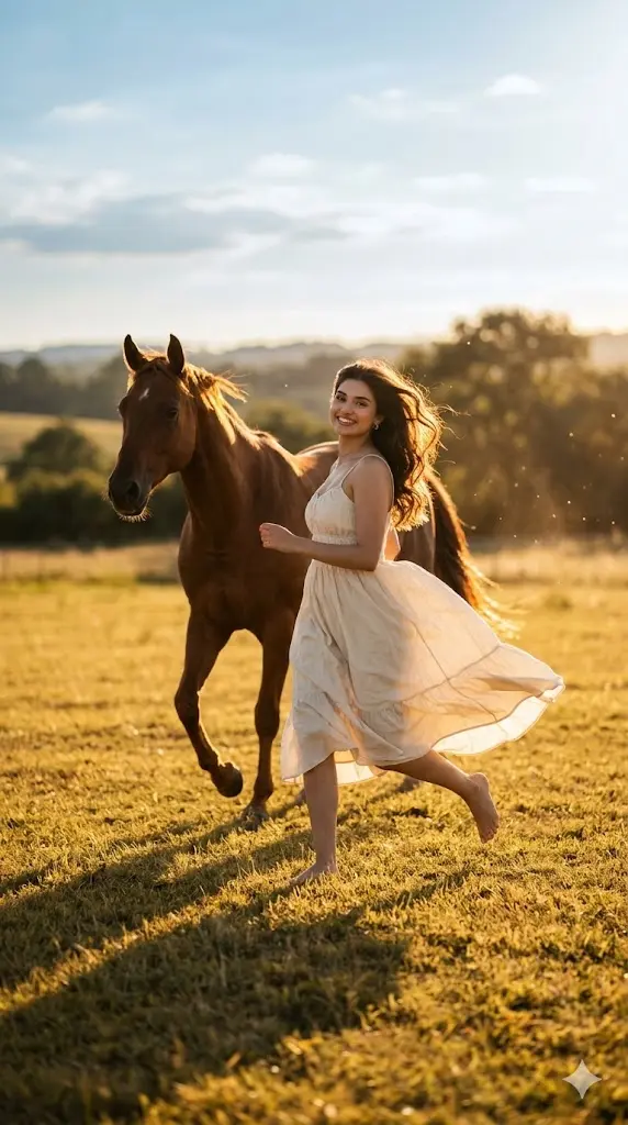 Golden Field Horse Freedom Shot