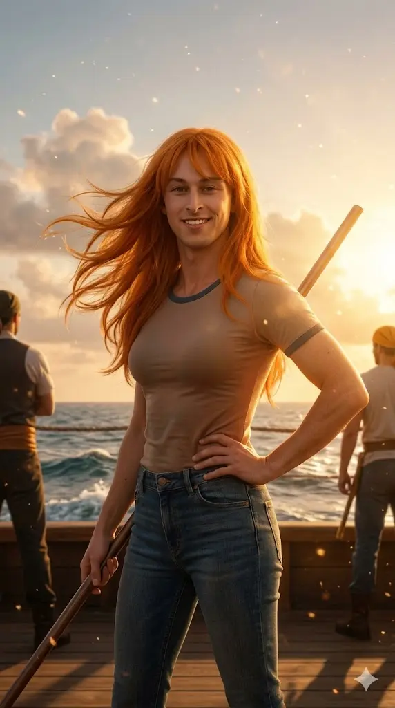 One Piece Most Popular Characters Gemini Prompts Copy Paste Nami Elegant Navigator Nami Elegant Navigator