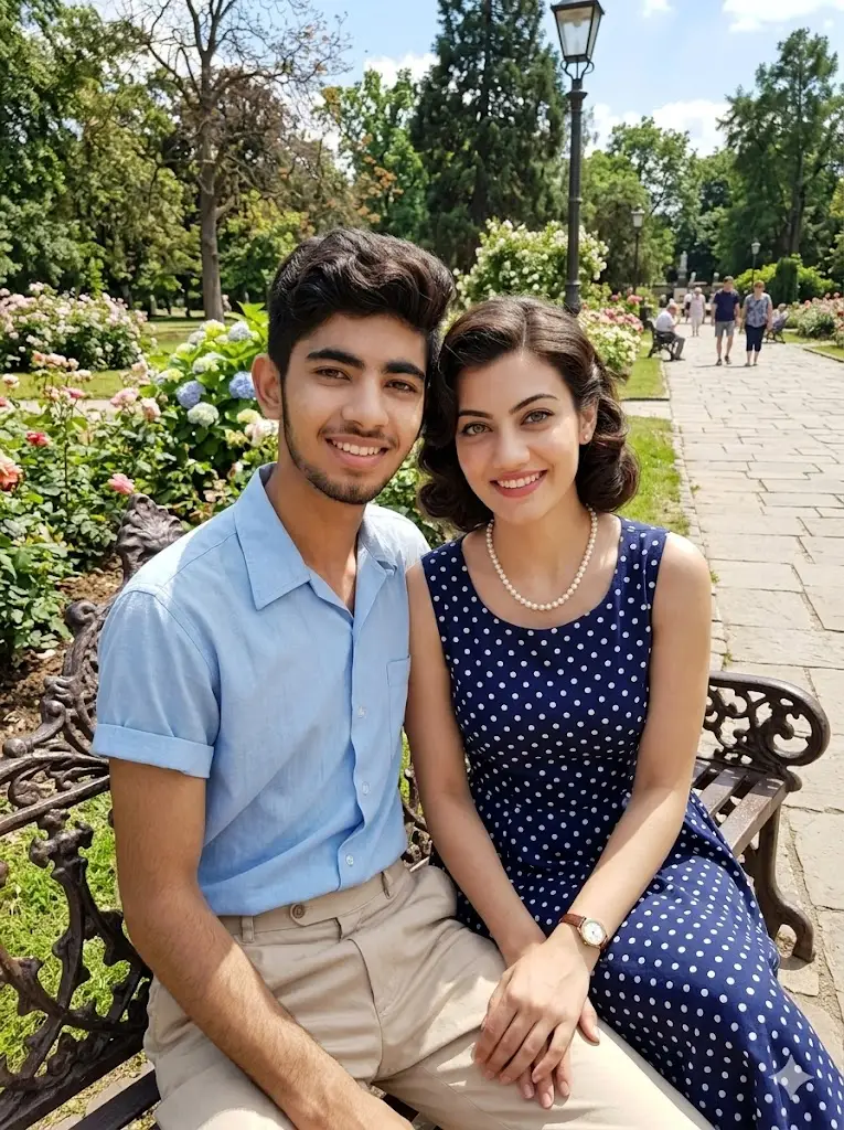Retro Garden Bench Love Story
