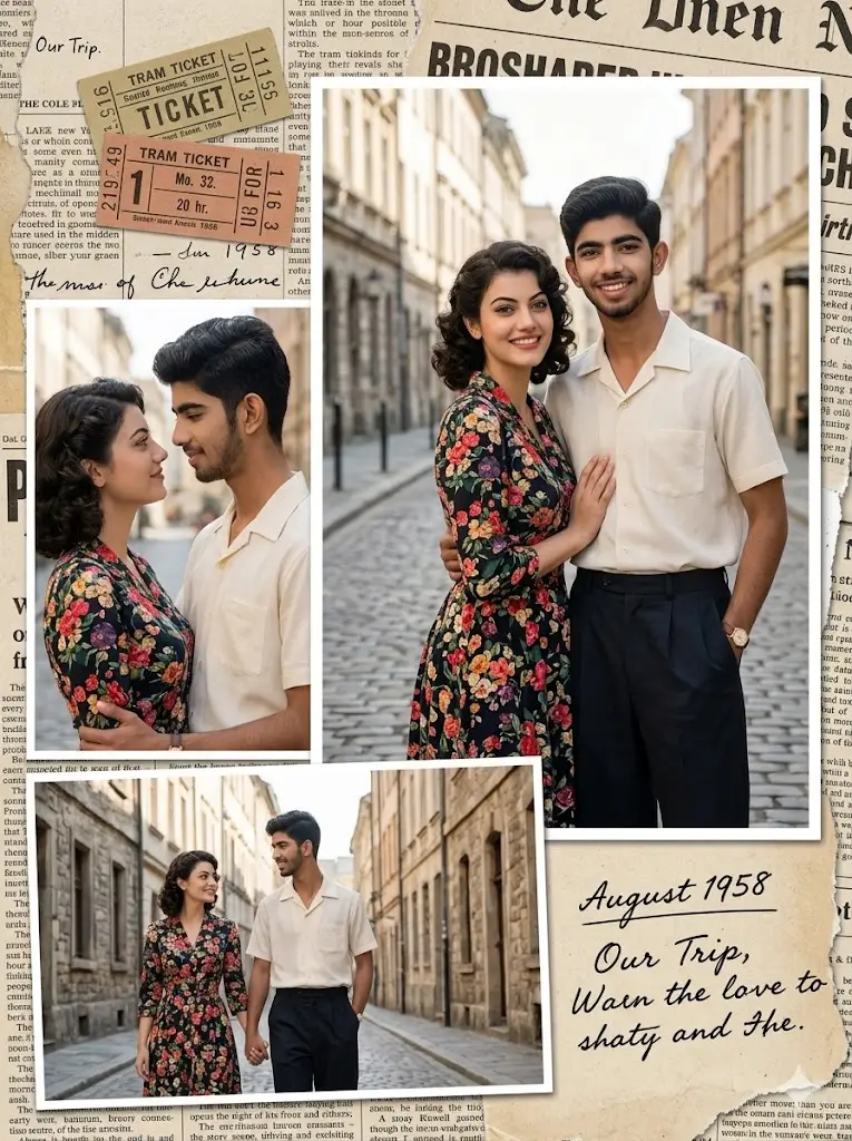 Retro Love Story Newspaper Collage