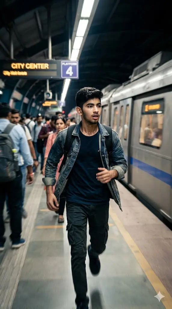 Running to Catch Metro Shot