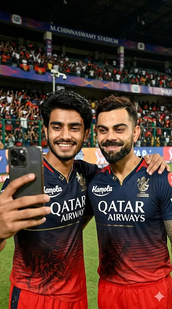 9 RCB Gemini Prompts For Jersey, Selfie With Virat Kohli, User Batting while Virat Fielding and More Selfie with Virat Kohli Selfie with Virat Kohli