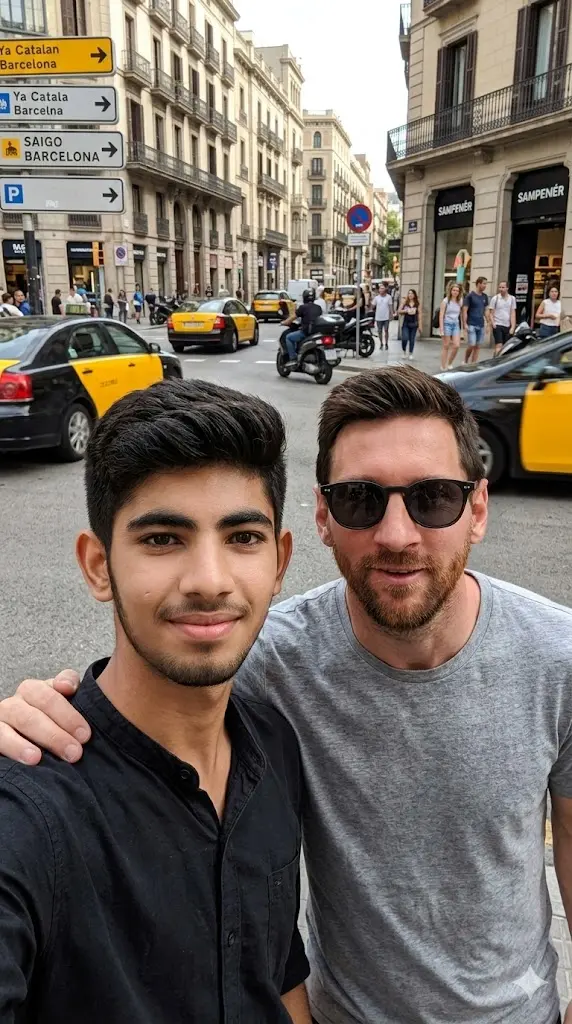 Street Side Friendly Selfie with Messi