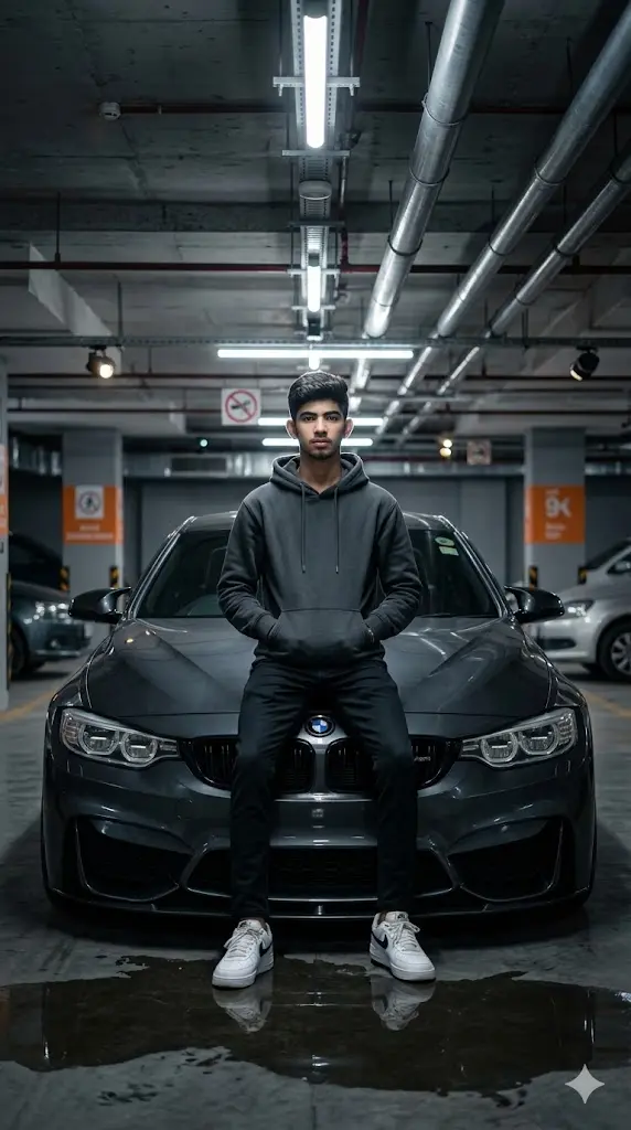 11 Gemini Car Pose Prompt BMW For Boys Copy Paste Underground Garage BMW M4 Underground Garage BMW M4