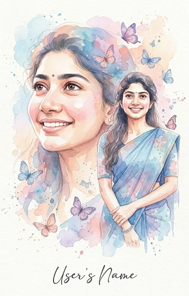 Watercolor Butterfly Portrait Design