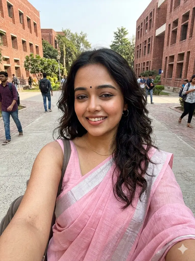College Campus Saree Selfie