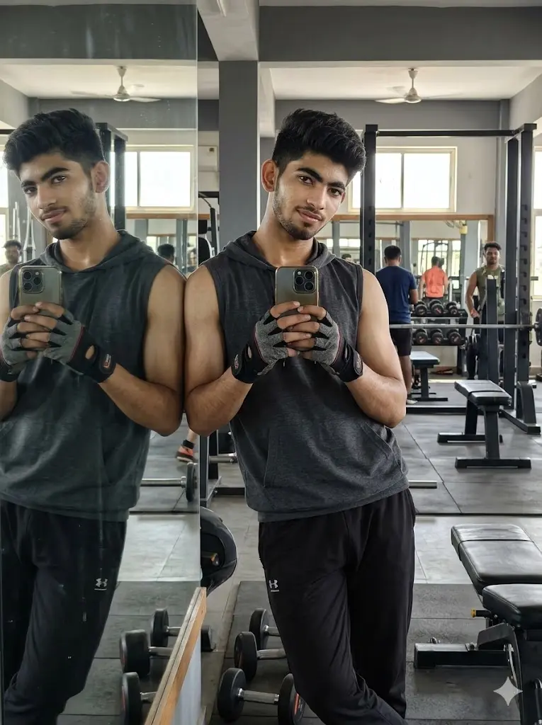 Leaning Mirror Attitude Pose