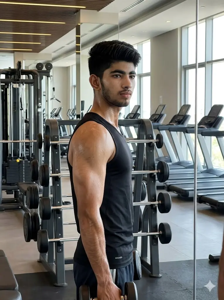 Side Triceps Flex Gym Shot