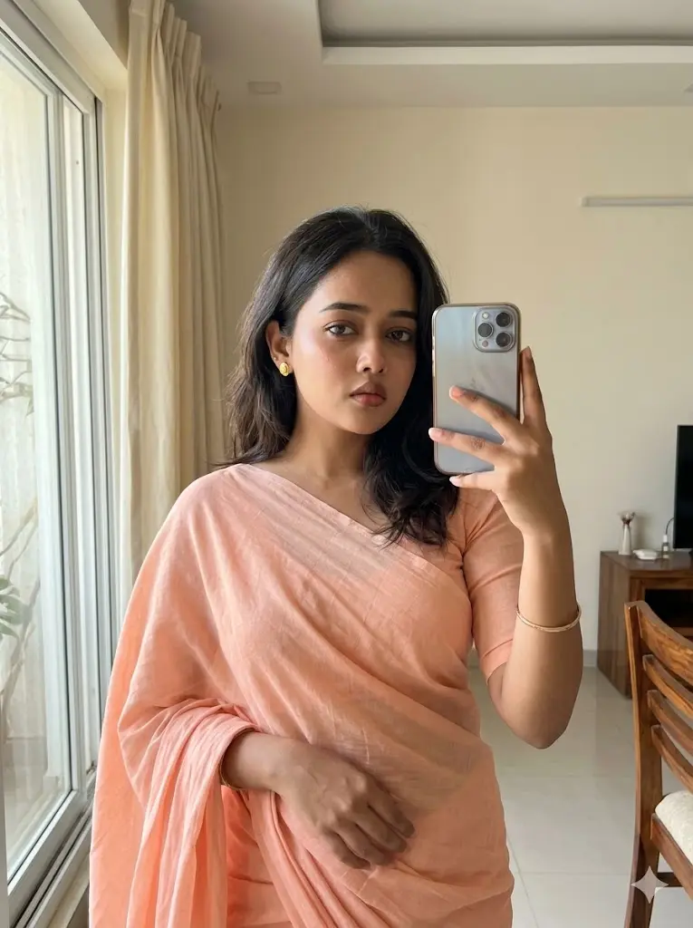 Window Light Saree Selfie